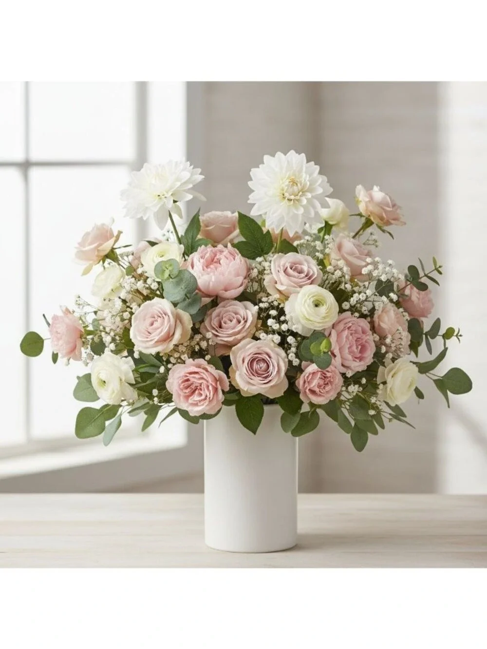 White Dahlia Faux Flower Stem Large 24 Inch Bloom 5 Inch Artificial Real